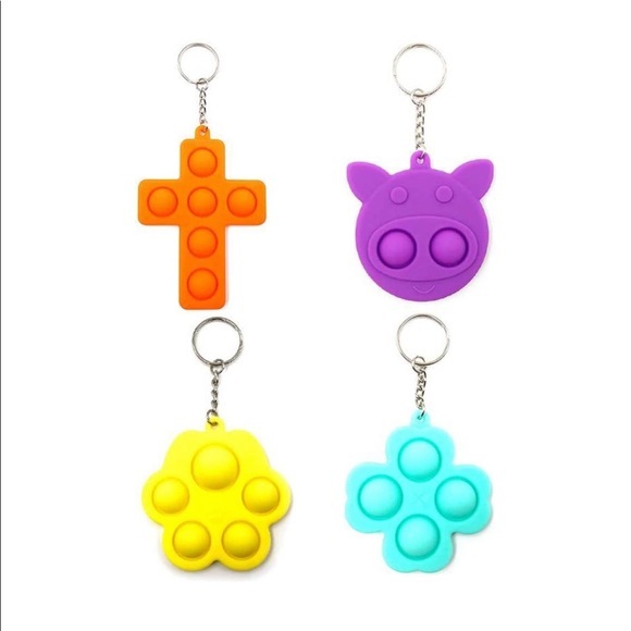 Simple Dimple Decompression Toys Mini Sensory Keychains Pop It Fidget 4 Pack - Picture 1 of 8